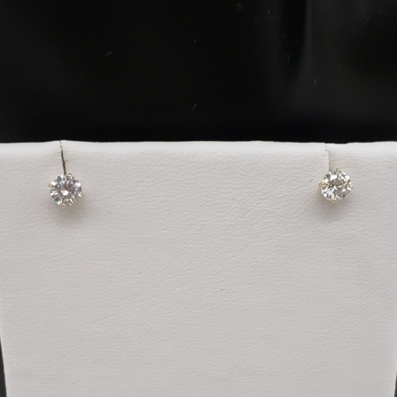 5 MM STUNNING SPARKLR 14K WHITE GOLD STUDS - Picture 3 of 5